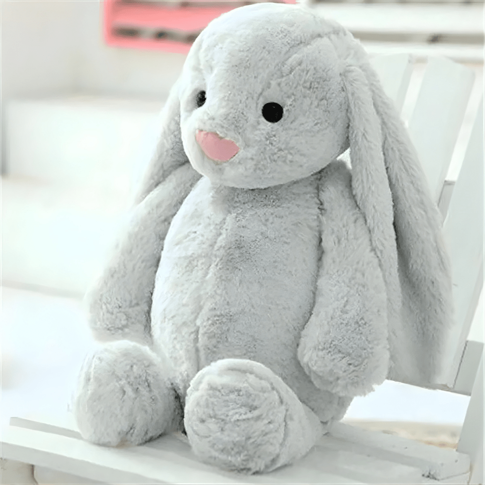 Plush Bunnycat Toy with long ears, soft and cuddly stuffed animal available in 30cm and 40cm sizes, perfect for cuddling 0